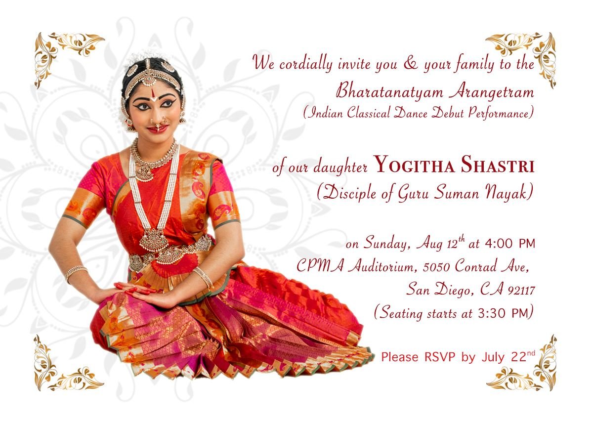 Yogitha's Arangetram Invitation